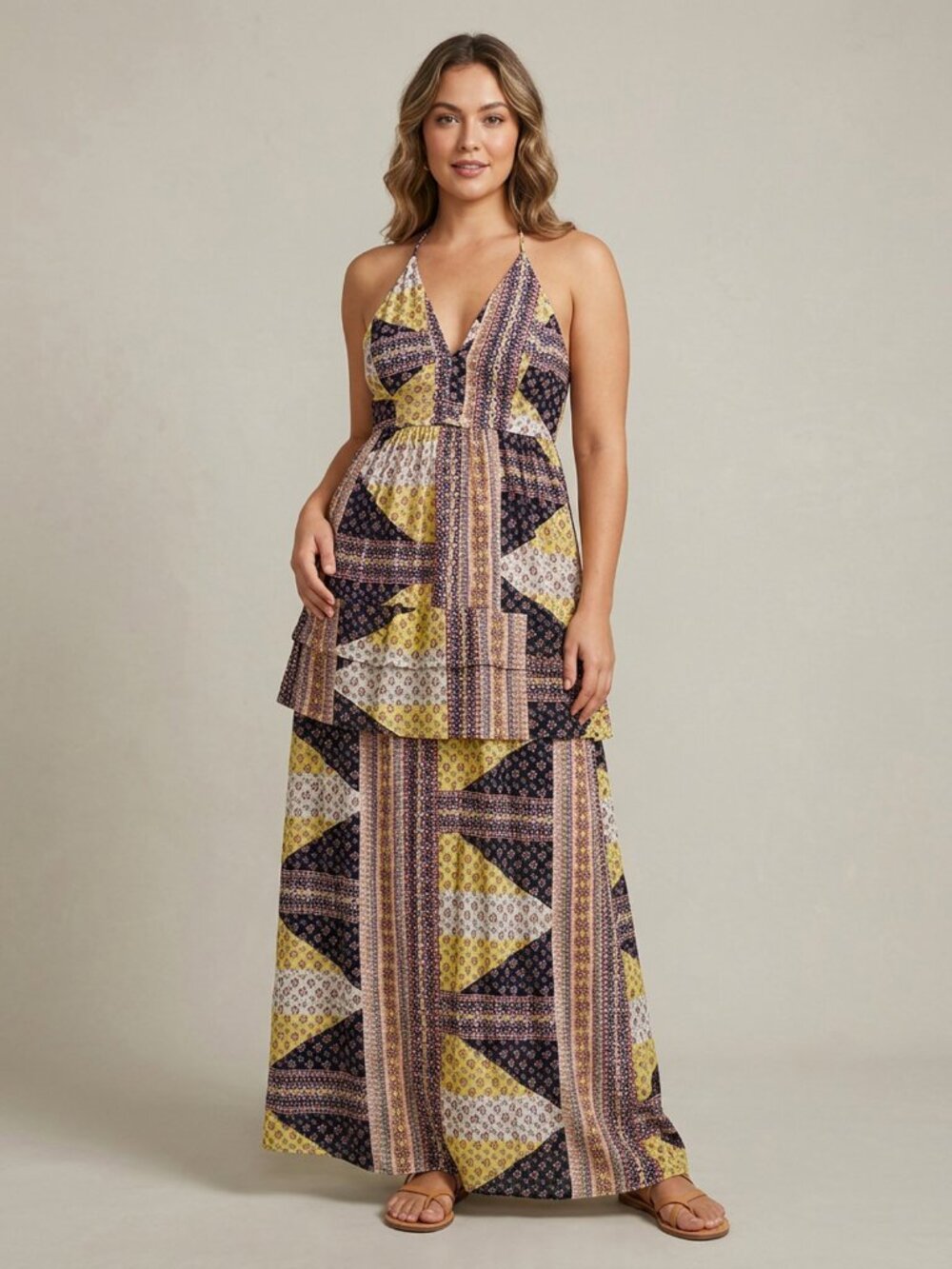 BCBGeneration Layered Floral Maxi Dress